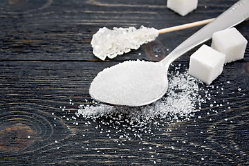 Image showing Sugar white different on black board