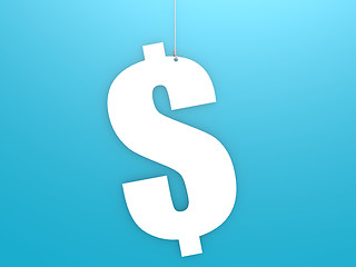 Image showing Dollar sign hang with blue background