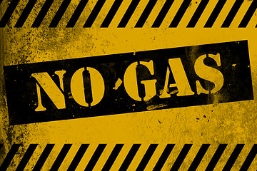 Image showing No gas sign yellow with stripes