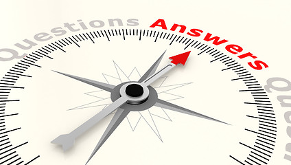 Image showing Compass with arrow pointing to the word answers