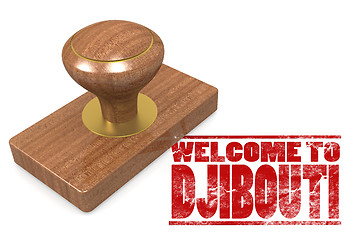 Image showing Red rubber stamp with welcome to Djibouti