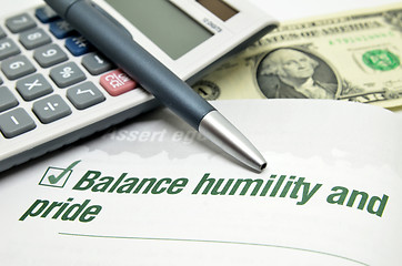 Image showing Balance humility and pride