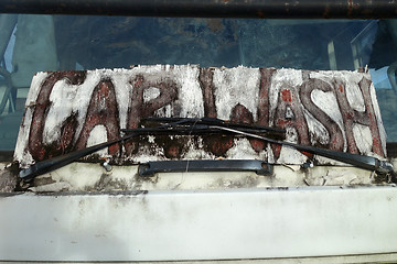 Image showing Car Wash words on dirty car window