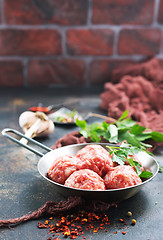 Image showing raw meatballs