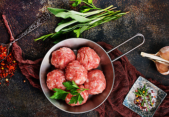 Image showing raw meatballs