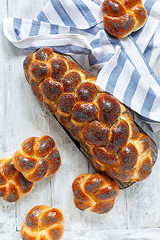 Image showing Homemade challah bread for Shabbat.