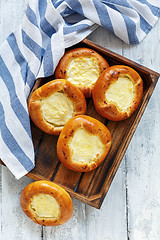 Image showing Homemade little open pies with sweet cheese.