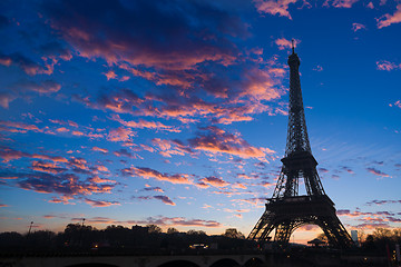 Image showing The Eiffel tower at sunrise in Paris 