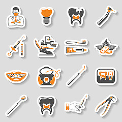 Image showing Dental Services sticker two color Icons Set