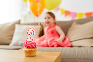 Image showing birthday cupcake for two year old baby girl