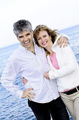 Image showing Mature romantic couple at seashore