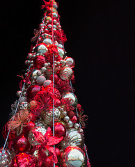 Image showing close up of artificial christmas tree toys