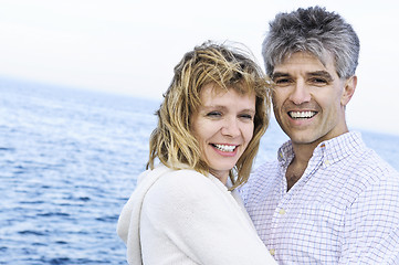 Image showing Mature romantic couple at seashore