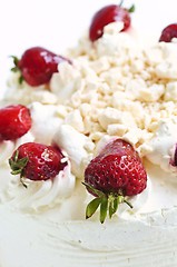 Image showing Strawberry meringue cake