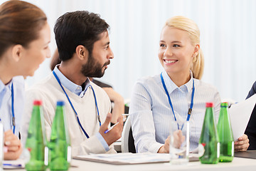 Image showing happy business team at international conference