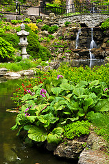 Image showing Cascading waterfall and pond