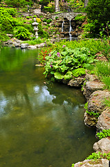 Image showing Cascading waterfall and pond