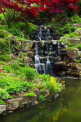 Image showing Cascading waterfall and pond