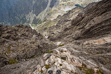 Image showing Stunning view from the steep cliff on Lomnicky Stit peak