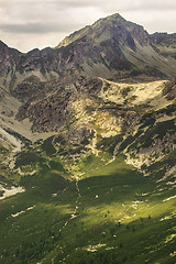 Image showing High rocky peak Popradske pleso valley in High Tatra Mountains, Slovakia, Europe