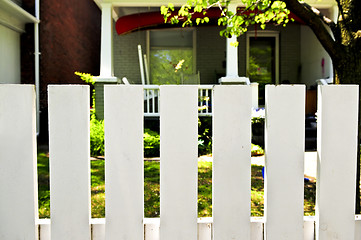 Image showing Front yard with white fence