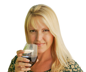 Image showing Attractive Woman Holding Wine Glass Isolated on White Background