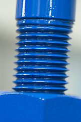 Image showing Blue nut and bolt