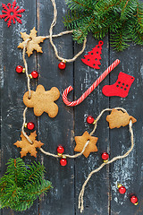 Image showing Christmas gingerbread and holiday decorations.