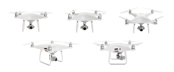 Image showing Unmanned Aircraft System (UAV) Quadcopter Drones Set 2 of 2 Isol