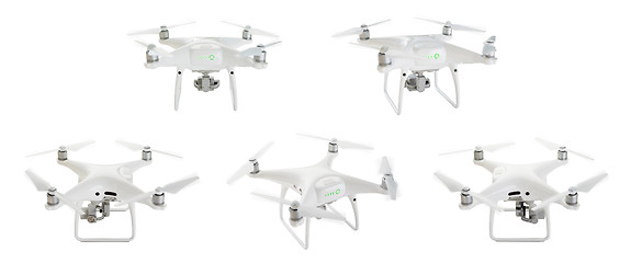 Image showing Unmanned Aircraft System (UAV) Quadcopter Drones Set 1 of 2 Isol