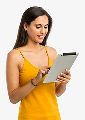 Image showing Happy woman with a tablet