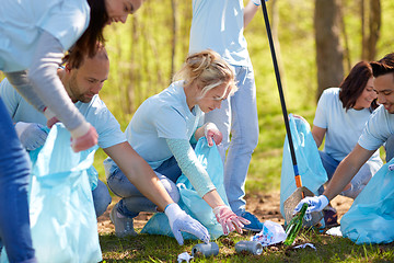 Image showing volunteers with garbage bags cleaning park area