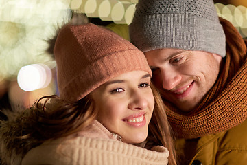 Image showing close up of happy couple in winter clothes