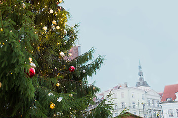 Image showing close up of christmas tree at old town in tallinn