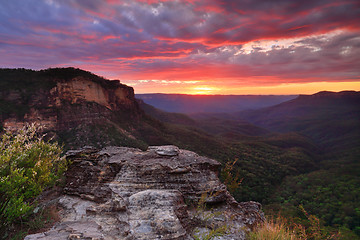 Image showing Views over the Jamison Valley Blue Mountains Australia