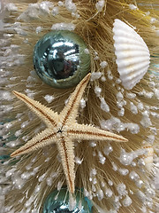 Image showing Beach themed Christmas decorated tree closeup