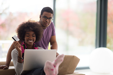 Image showing african american couple shopping online