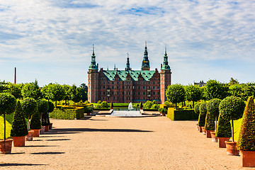 Image showing The majestic castle Frederiksborg Castle seen from the beautiful