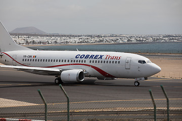 Image showing ARECIFE, SPAIN - APRIL, 15 2017: Boeing 737 - 300 of COBREX Tran