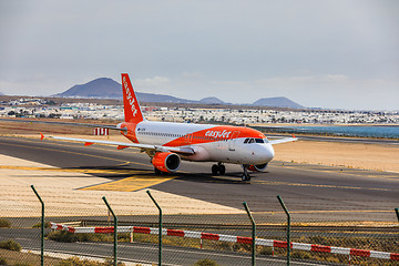 Image showing ARECIFE, SPAIN - APRIL, 15 2017: AirBus A320 - 200 of easyjet re