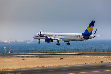 Image showing ARECIFE, SPAIN - APRIL, 16 2017: Boeing 757-300 of Condor with t