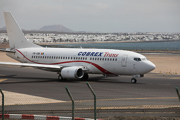 Image showing ARECIFE, SPAIN - APRIL, 15 2017: Boeing 737 - 300 of COBREX Tran