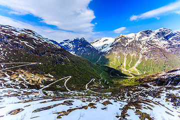 Image showing A winding and narrow road providing access to the mountain in St