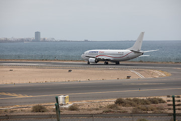 Image showing ARECIFE, SPAIN - APRIL, 15 2017: Boeing 737 - 300 of COBREX Tran