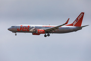 Image showing ARECIFE, SPAIN - APRIL, 16 2017: Boeing 737-800 of Jet2 with the