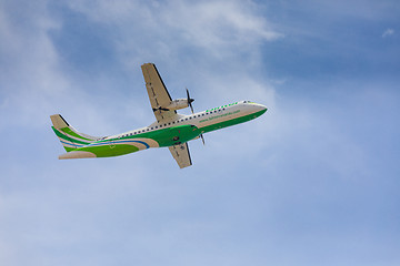 Image showing ARECIFE, SPAIN - APRIL, 16 2017: ATR 72 of Binter with the regis