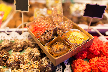 Image showing craft sweets and cookies at christmas market stall