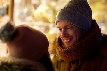 Image showing close up of happy couple in winter clothes