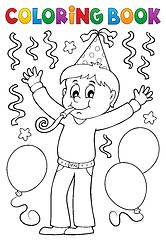 Image showing Coloring book boy celebrating theme 1