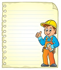 Image showing Notepad page with construction worker